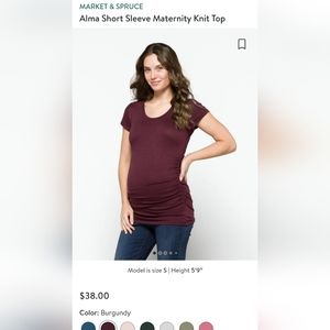 Market & Spruce Short Sleeve Burgundy Maternity Top Size Small from Stitchfix